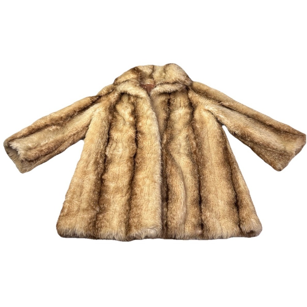 Vintage Tissavel of France Country Pacer Womens Tan Fur Faux Coat